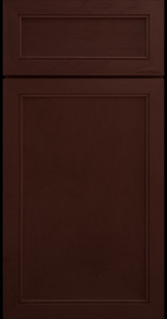 Alpine Slim narrow stile and rail cabinet door with a flat center panel in a Cherry stain